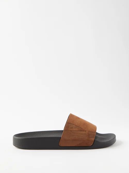 Humberto Suede And Rubber Slides - Mens - Brown