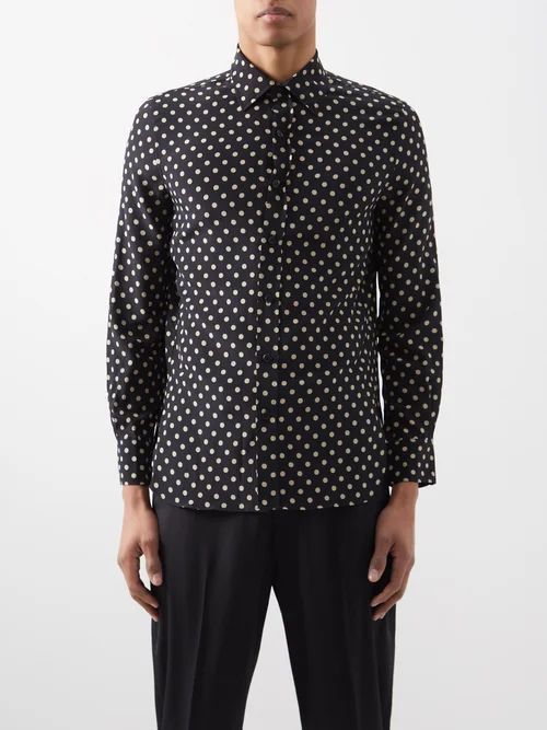 Rigby Polka-dot Silk-crepe Shirt - Mens - Black Multi