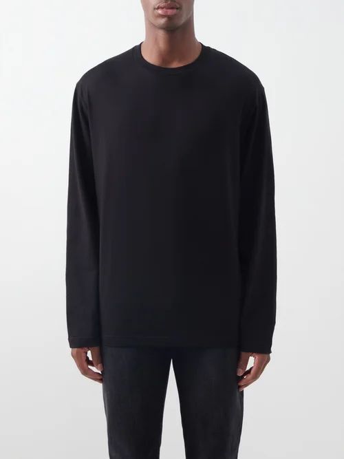 Enriques Organic-cotton Long-sleeved T-shirt - Mens - Black