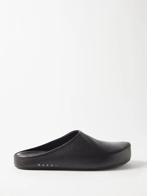 Fussbett Grained-leather Backless Loafers - Mens - Black