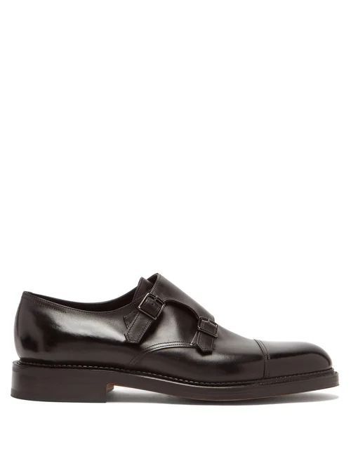 William New Standard Monk Strap Leather Shoes - Mens - Black