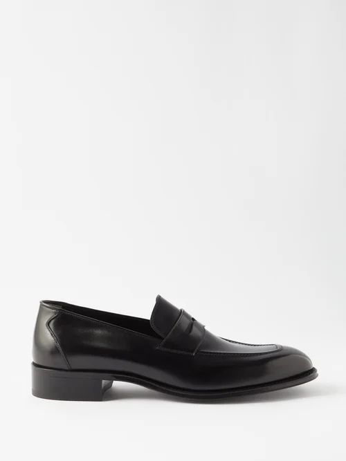 Penny-strap Leather Loafers - Mens - Black
