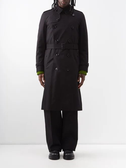 Kensington Long Cotton-gabardine Trench Coat - Mens - Black