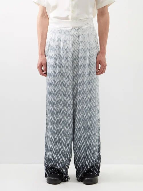 Helmut Shibori-dyed Silk Trousers - Mens - White Multi