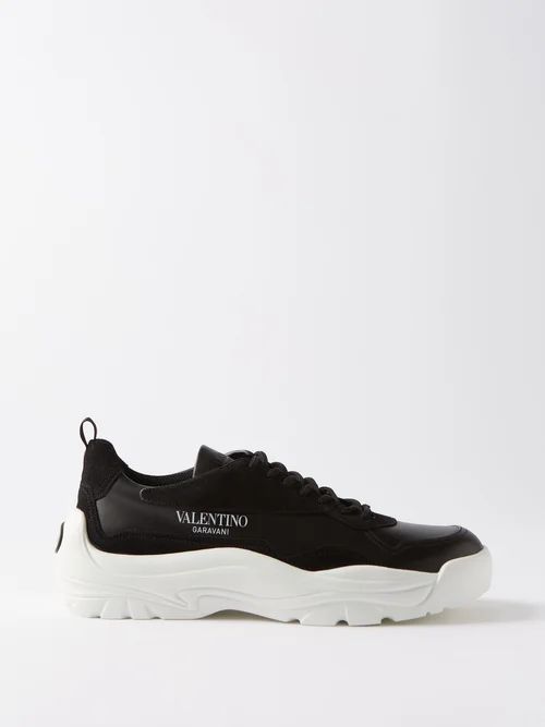 Gumboy Suede-trimmed Leather Trainers - Mens - Black White