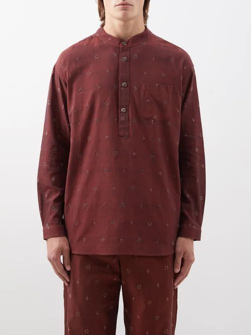 Jondal Embroidered Cotton Shirt - Mens - Red Multi