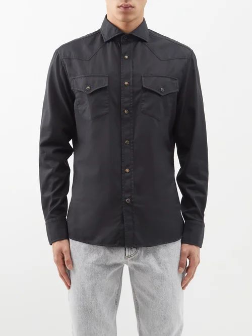 Chest-pocket Cotton-twill Shirt - Mens - Black