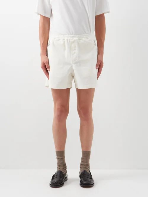 Zip-pocket Cotton-needlecord Shorts - Mens - Cream