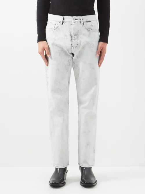 Standard Acid-wash Straight-leg Jeans - Mens - White
