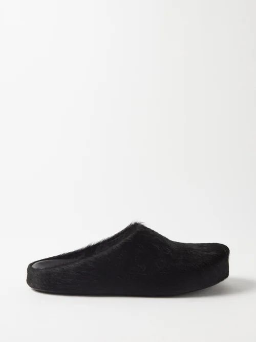 Fussbett Calf-hair Leather Backless Loafers - Mens - Black