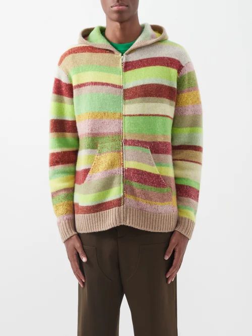 Striped Cashmere Hooded Cardigan - Mens - Multi