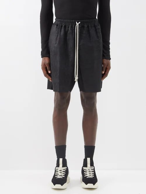 Megablister Leather Shorts - Mens - Black