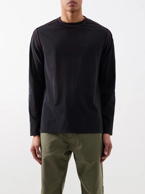Boxed Seam-stitched Technical-mesh Top - Mens - Black