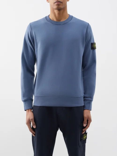 Fleeceback Cotton-jersey Sweatshirt - Mens - Dark Blue