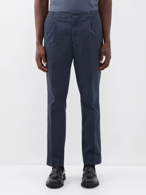 Carer Ghia Cotton-blend Suit Trousers - Mens - Navy