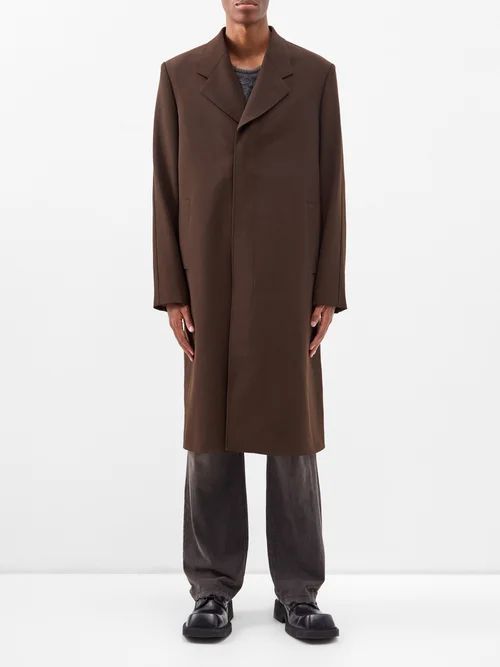 Uniform Wool Coat - Mens - Brown