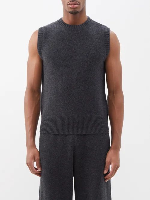 No.252 Layer Cashmere Sweater Vest - Mens - Dark Grey