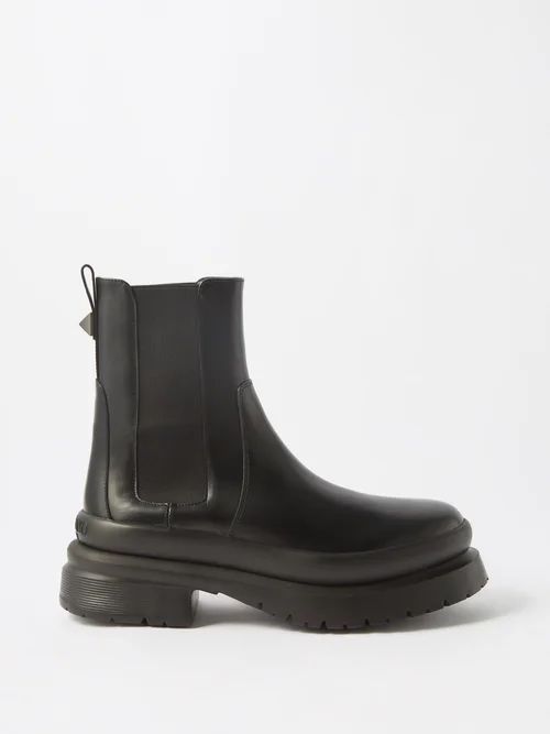 Roman Stud Leather Chelsea Boots - Mens - Black