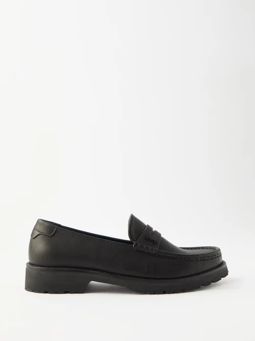 Le Loafer Ysl-logo Leather Loafers - Mens - Black
