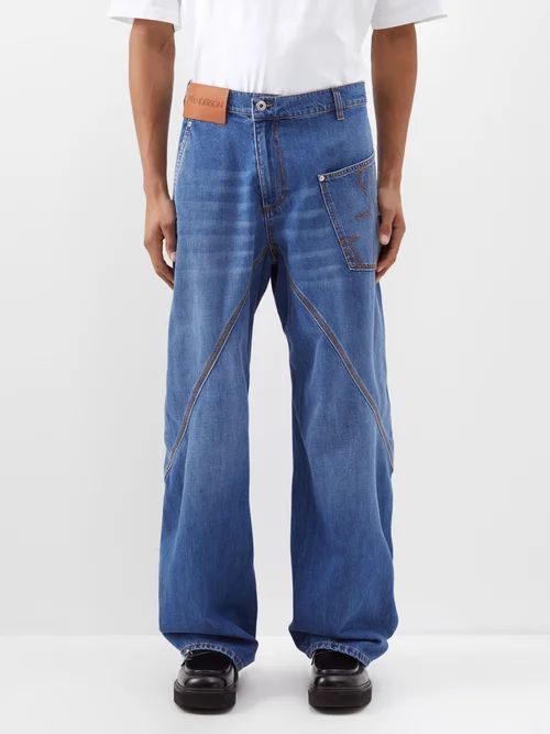 Twisted Wide-leg Jeans - Mens - Light Blue