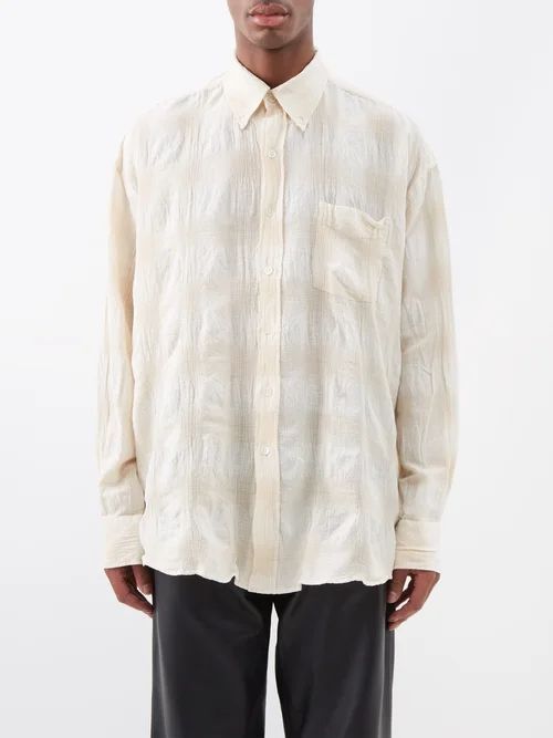 Borrowed Checked Cotton-blend Shirt - Mens - Natural