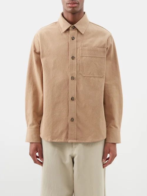 Basile Patch-pocket Cotton-blend Shirt - Mens - Beige