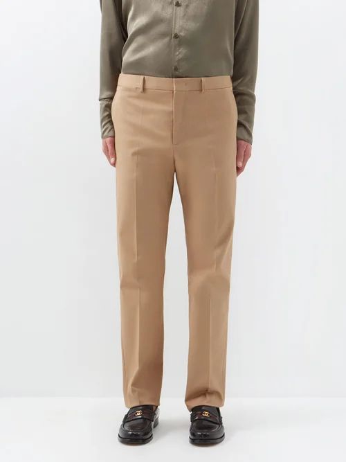 Stretch-cotton Twill Straight-leg Trousers - Mens - Camel