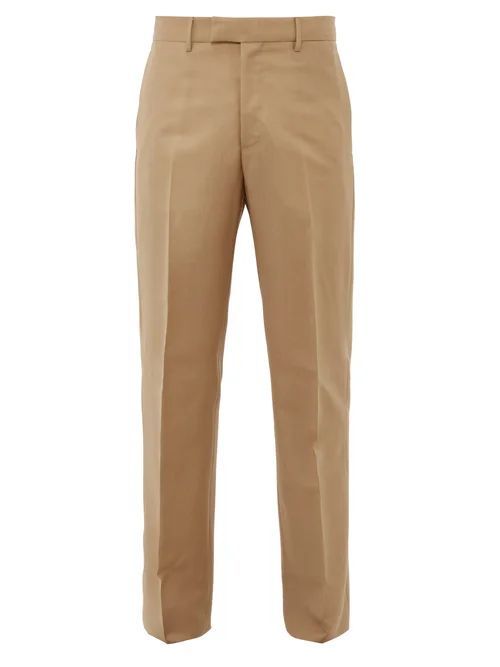 Mohair-blend Slim-fit Trousers - Mens - Camel
