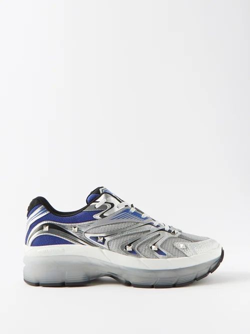 Ms-2960 Leather And Mesh Trainers - Mens - White Blue