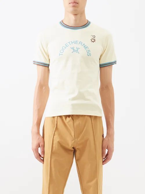Togetherness Organic-cotton Jersey T-shirt - Mens - Pale Yellow