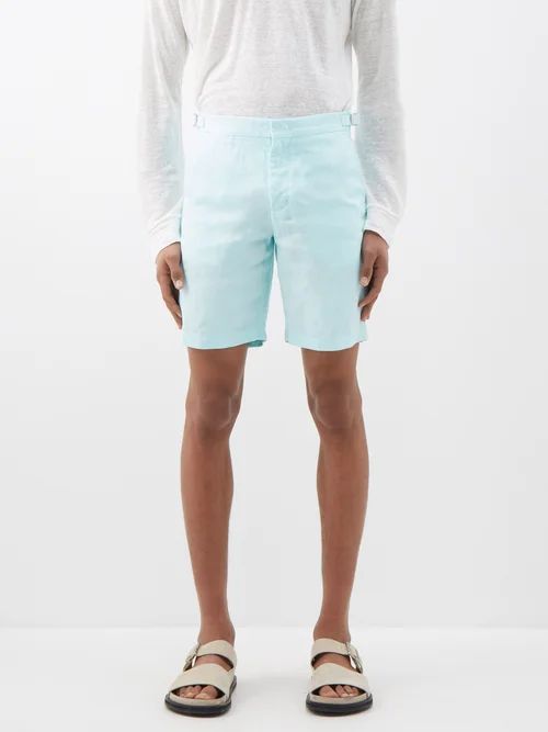 Norwich Washed-lined Shorts - Mens - Light Blue