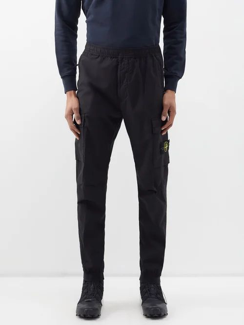 Logo-patch Cotton-blend Cargo Trousers - Mens - Black