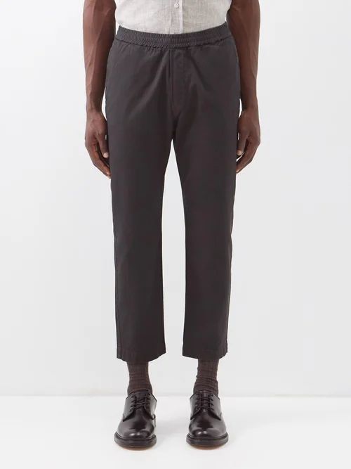 Cropped Cotton-blend Track Pants - Mens - Black