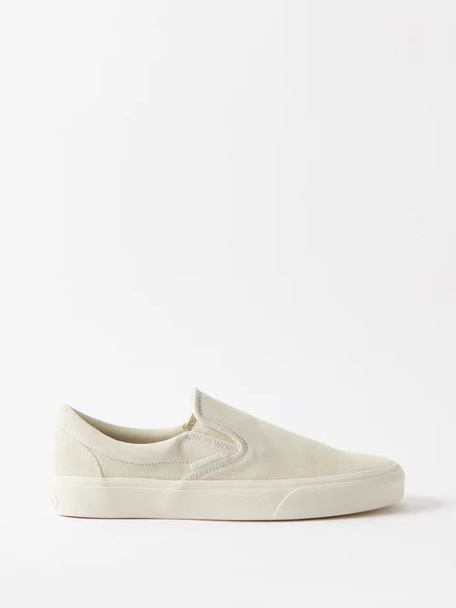 Suede Slip-on Trainers - Mens - Ivory