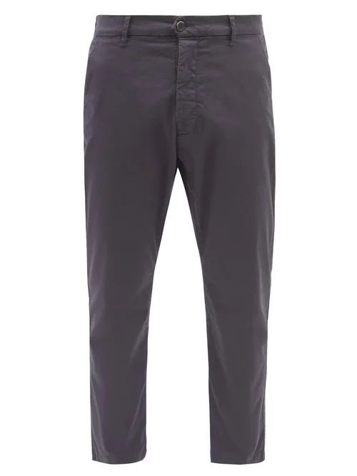 Rostro Cotton-blend Straight-leg Trousers - Mens - Navy