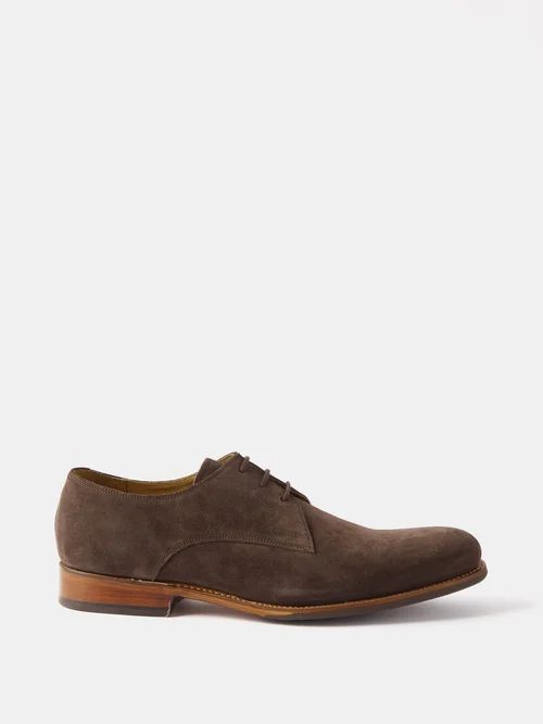 Gardner Suede Derby Shoes - Mens - Brown