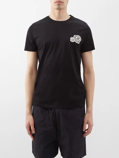 Logo-patch Cotton-jersey T-shirt - Mens - Black