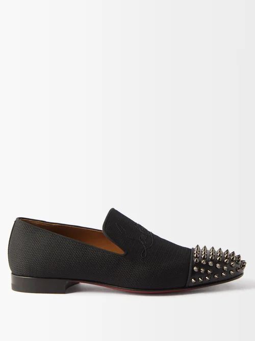 Spooky Studded Canvas Loafers - Mens - Black