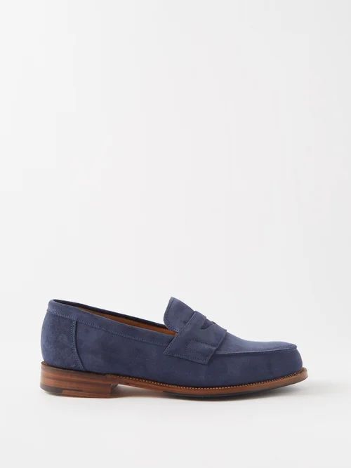 Epsom Suede Loafers - Mens - Navy