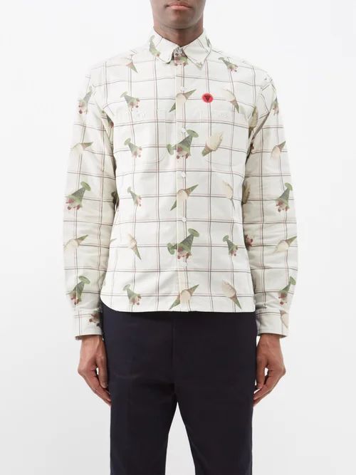 Sundae-print Cotton-poplin Shirt - Mens - Natural