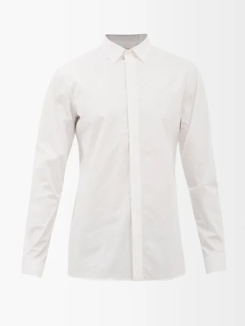 Long-sleeved Cotton-poplin Shirt - Mens - White