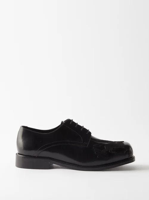 Pegasus Square-toe Leather Derby Shoes - Mens - Black
