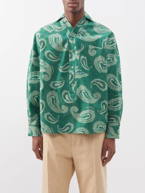 Pingo Paisley-print Cotton Shirt - Mens - Green Mint