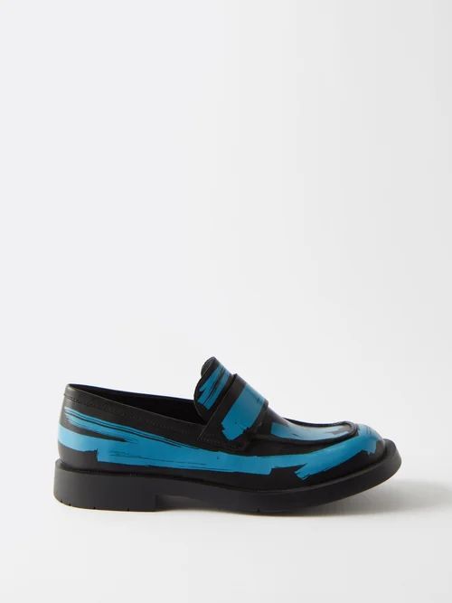 1978 Painted Leather Loafers - Mens - Black Blue