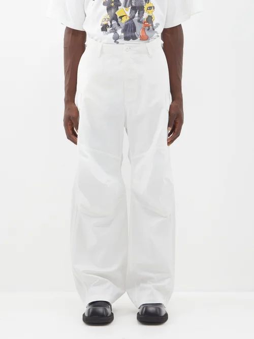 Workwear Cotton Cargo Trousers - Mens - White