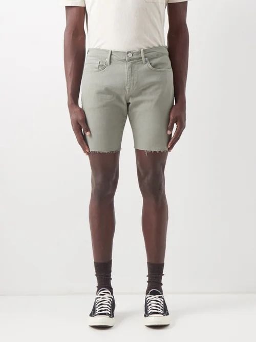 L'homme Raw-edge Denim Shorts - Mens - Green