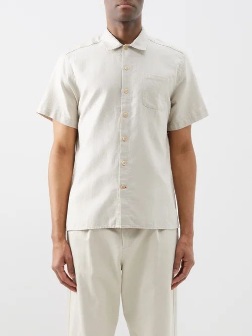 Riviera Linen-blend Shirt - Mens - Cream