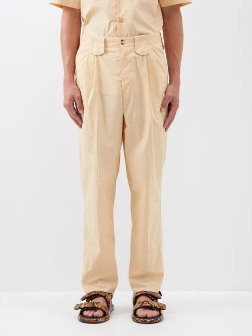 Mats Cotton-poplin Trousers - Mens - Off White