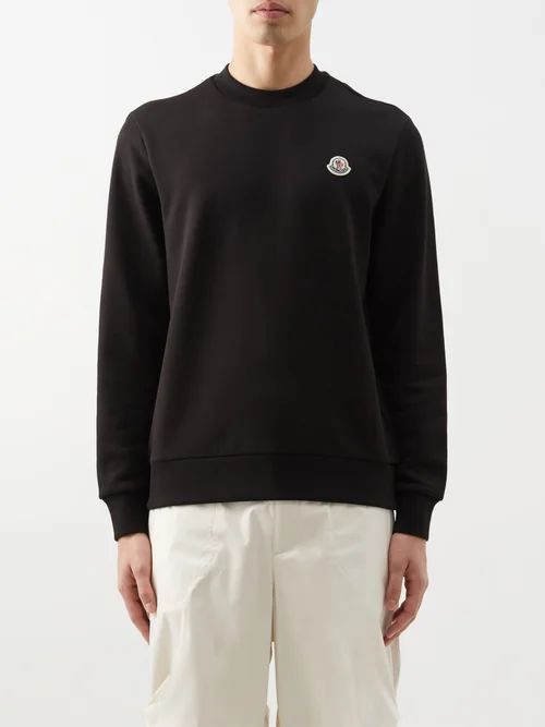 Logo-patch Cotton-jersey Sweatshirt - Mens - Black