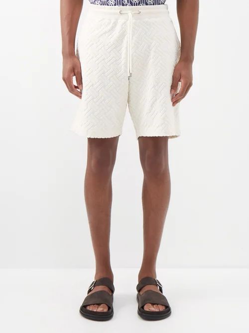 Frederick Jacquard Cotton-blend Terry Shorts - Mens - Cream